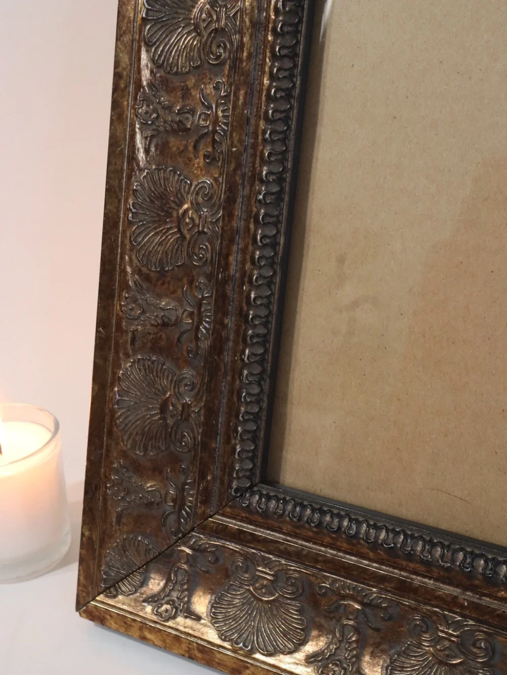 Ornate Antique Style Bronze Gold-toned Photo Frame Baroque embossed shell 9x11